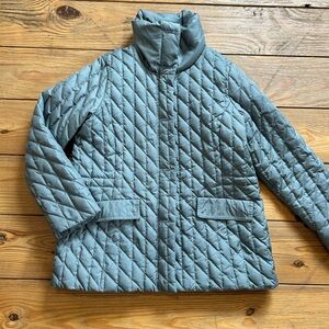 Eddie Bauer Women's Blue Goose Down Puffer Quilted Jacket Large Petite